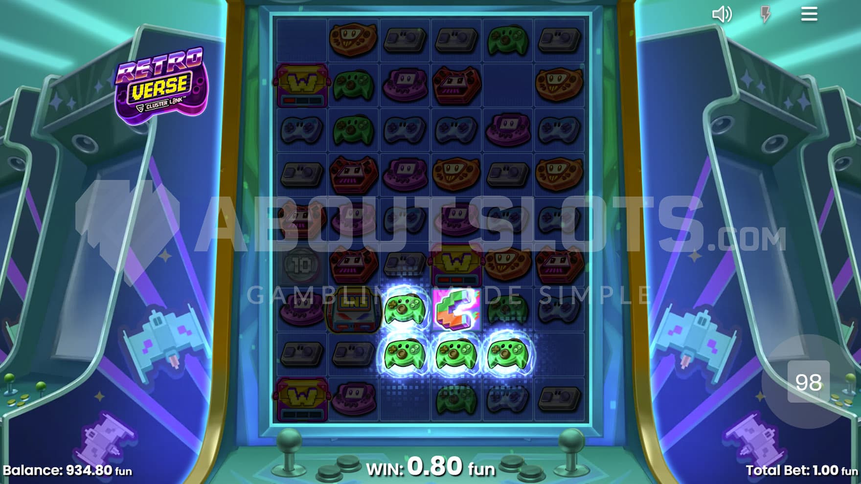 Magnet symbol activated in the base game, attracting a set of matching symbols to itself.