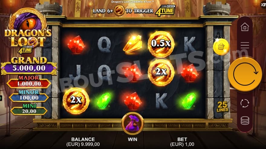 Base game where you can see Jackpots to the left.
