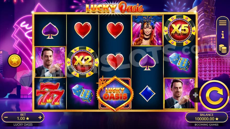 A casino slot in a casino environment. 