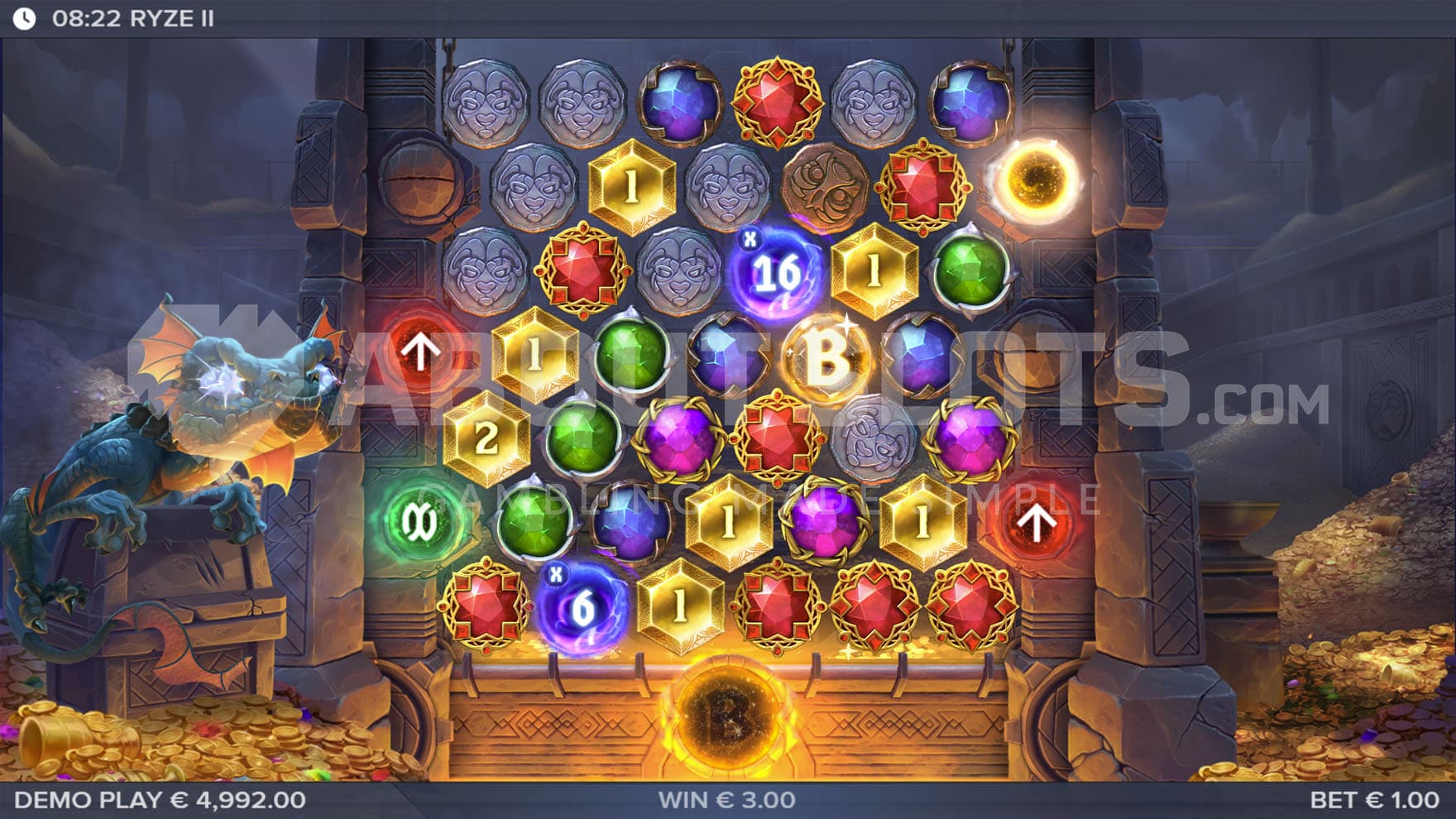 Orb Overload feature triggered in the base game, awarding up to 6 modifiers.