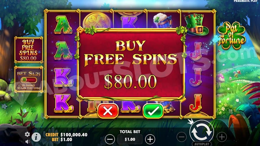 A menu offering the Free Spins for 80X the bet.
