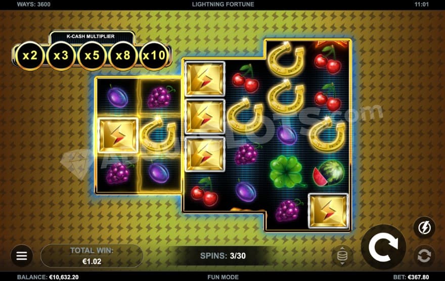 Bonus game where you can see the K-Cash multiplier to the left.
