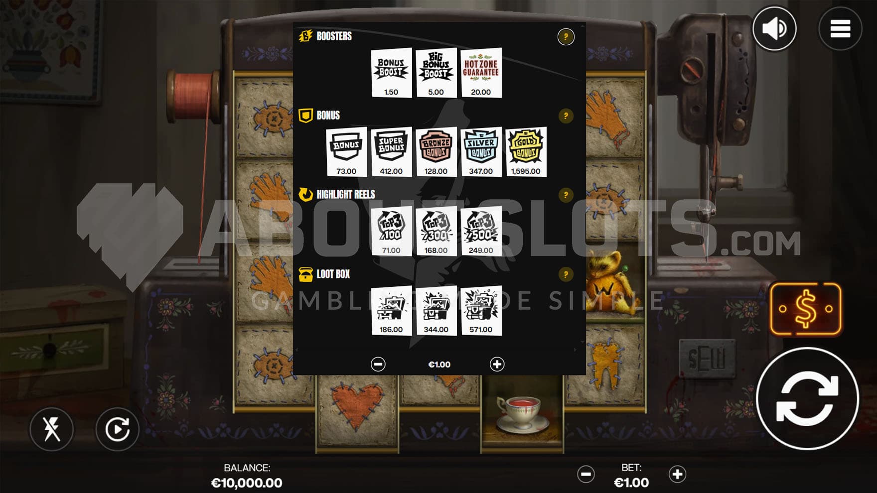 Feature Buy menu with multiple options of triggering features instantly.