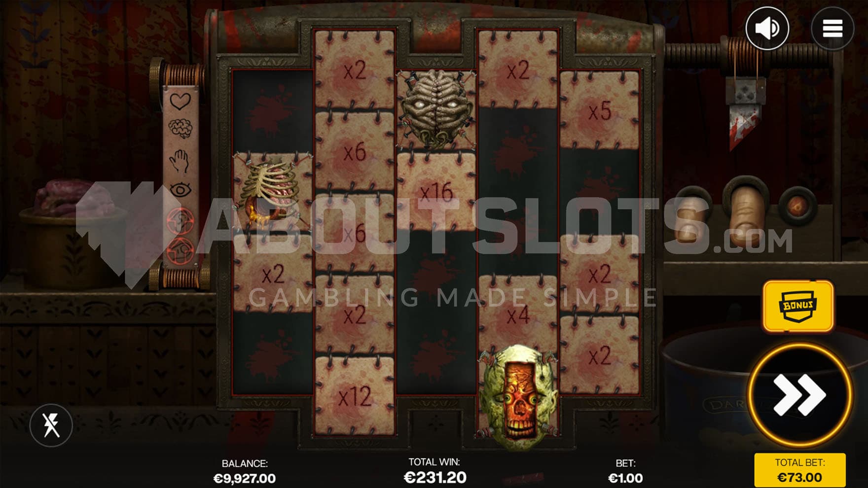 Hold 'n Win Bonus in progress, showing multiple positions covered with multipliers and several special symbols landing on the grid.