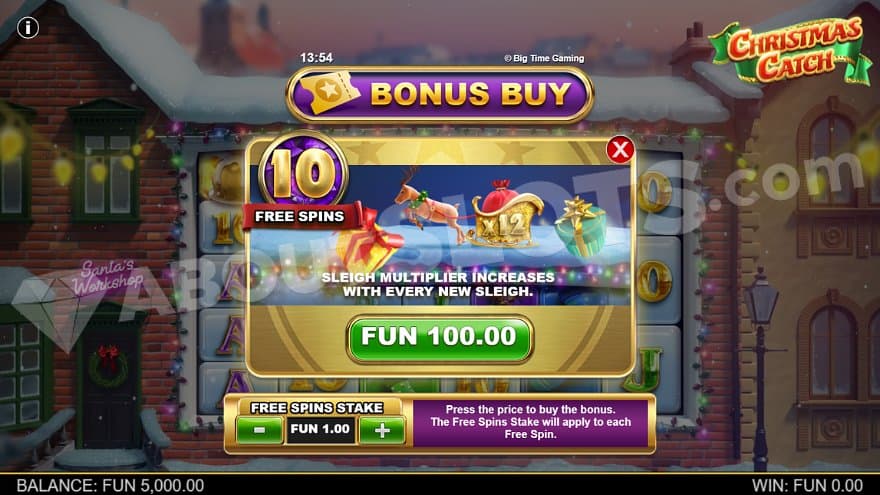 A menu offering the Free Spins for 100X the bet.