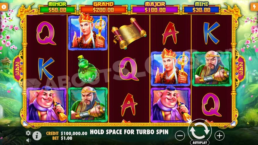 Base game with four jackpots above the reels.