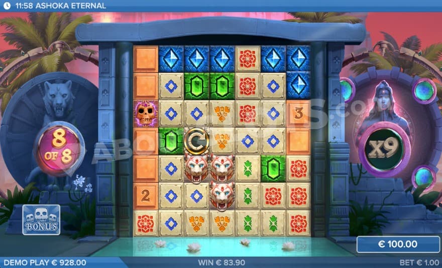 Bonus game with a 9X global multiplier on the right.