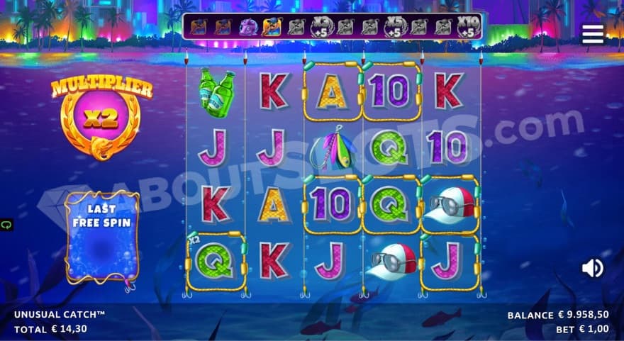 Free Spins bonus game with a 2X win multiplier to the left.