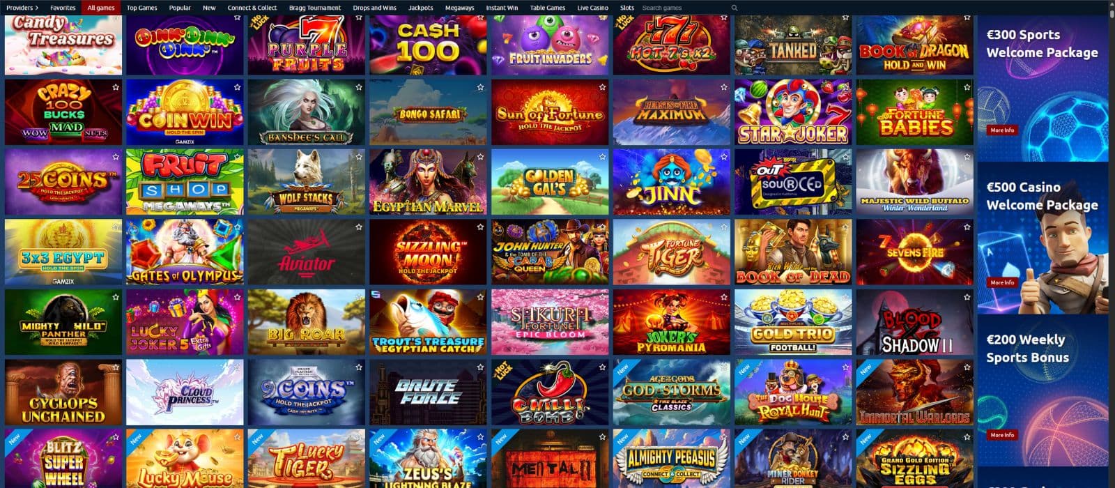 tornadobet games page showing a selection slot games 