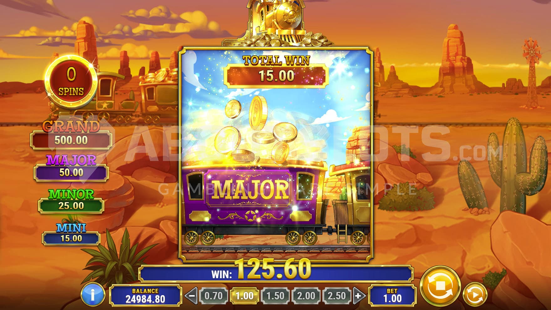 Golden Train feature triggered at the end of a bonus round.