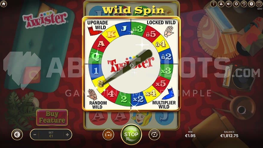 The Twister Spinner feature has stopped on 3 random Wild Symbols.
