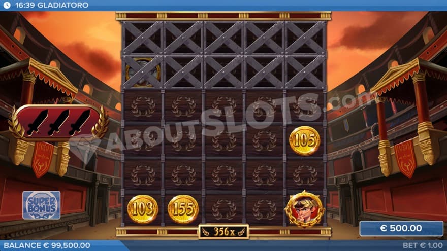 Super bonus game feature with a total win of 356X.