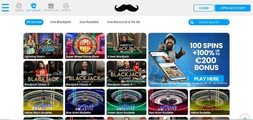 Mr.Play Casino's live games section, showing variations of blackjack and roulette.