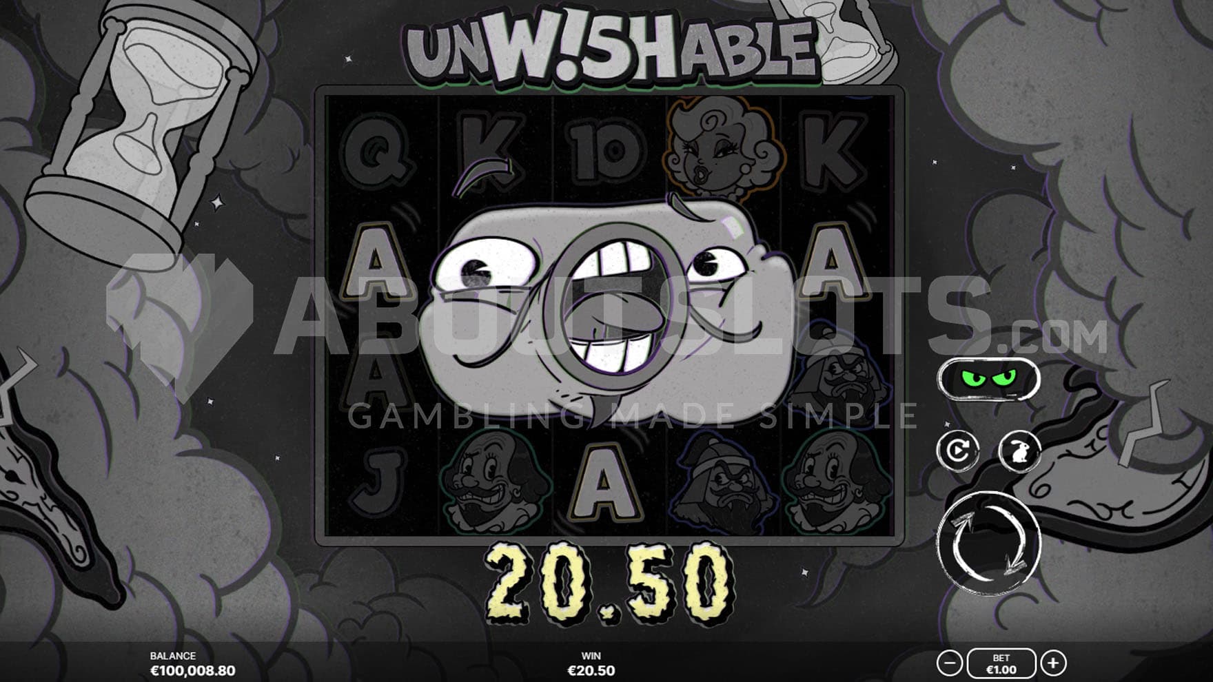 Eyeballs feature triggered in the base game, forming a 2x3 Wild rectangle.