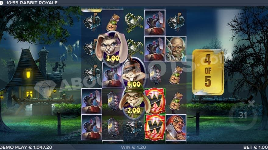 Bonus game with three rabbit symbols on the reels.