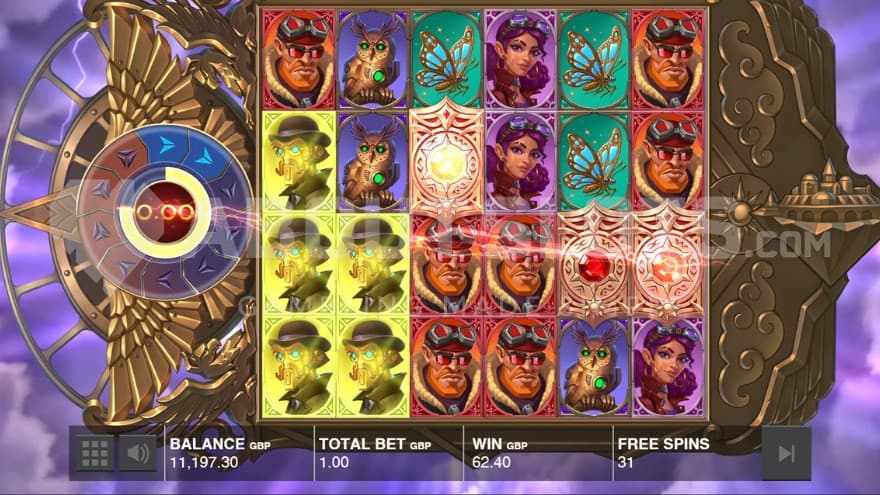 Hypermode Free Spins feature with a current win of 62.4 GBP.