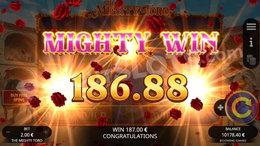 An image of the big win screen
