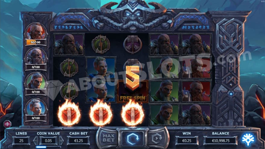 Bonus game with a meter showing the Vikings to the left.