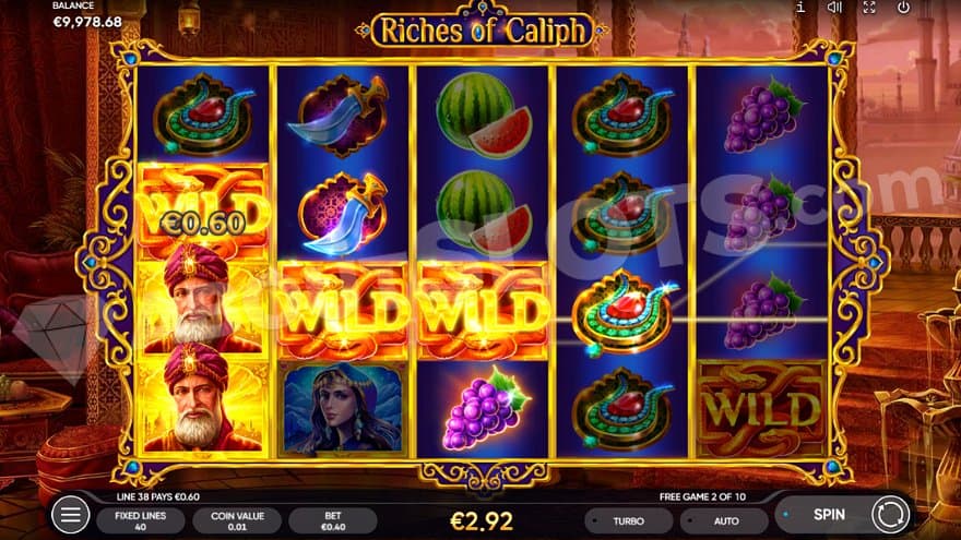 A win containing Sultan and Wild Symbols in the free spins.
