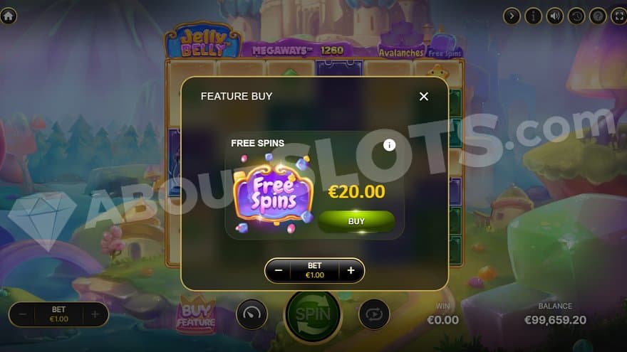 A screen offering the Free Spins for 20X the bet.