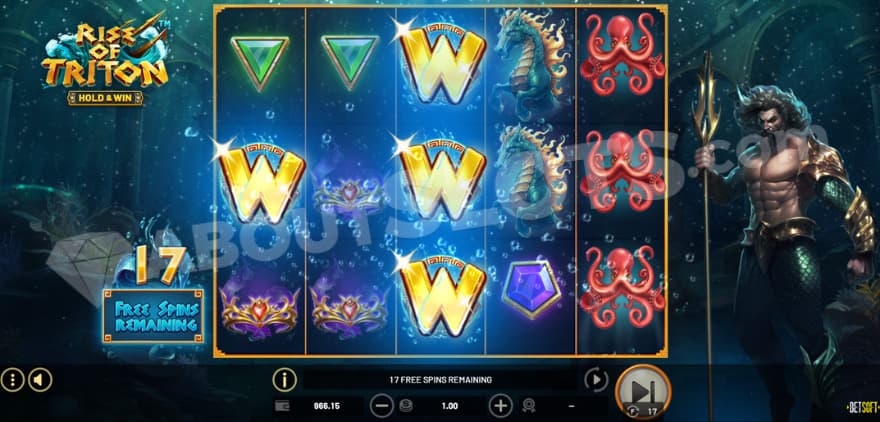 Free Spins bonus game with 17 free spins remaining.