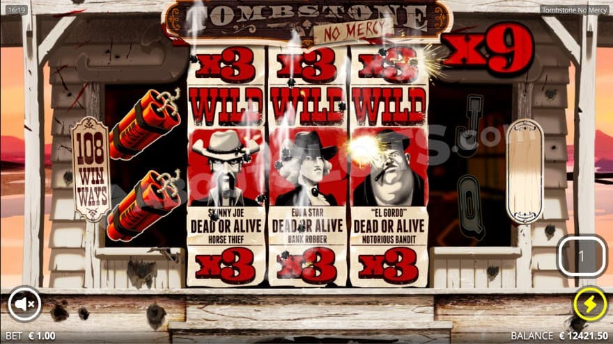 A casino slot with a Wild West theme.