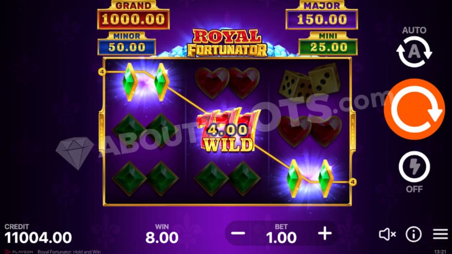 A win created with the help of a wild symbol.