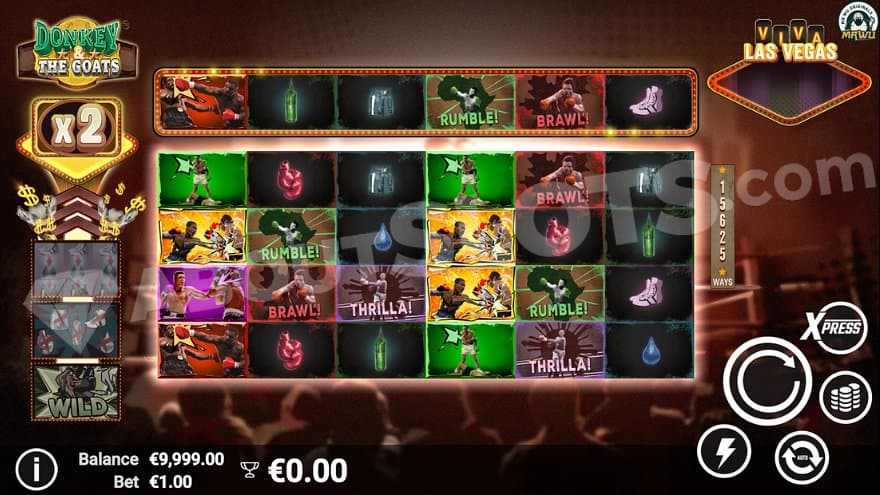 A casino slot with boxers and boxing equipment as symbols. 