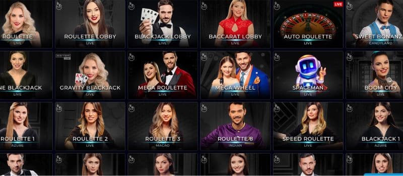 Some of the live casino games at Westpoint Casino.