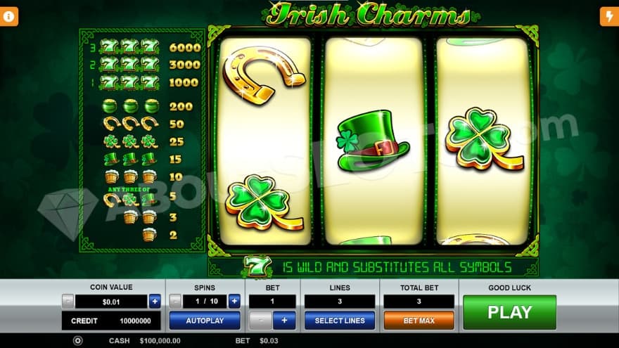 Base game where you can see a paytable for the symbols on the left.