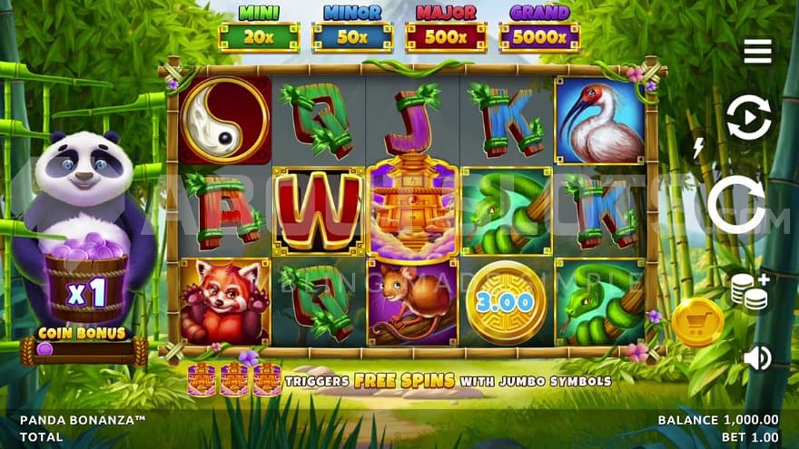 A casino slot in a bamboo forest. 