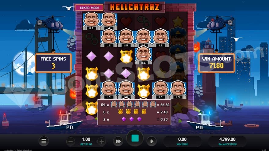 Free Spins at night on Alcatraz.