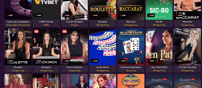 Play your favorite live games with real-life dealers and other players.