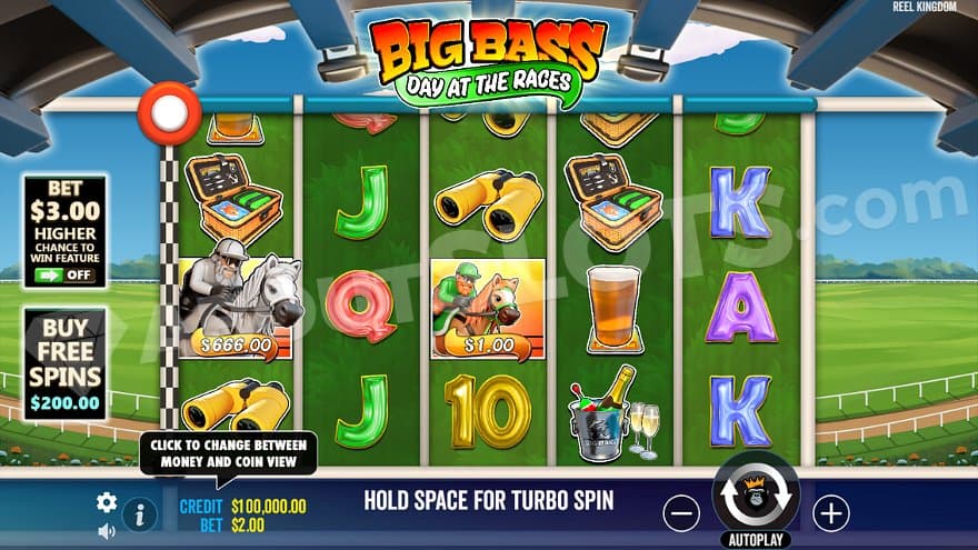 A casino slot at a horse race track.