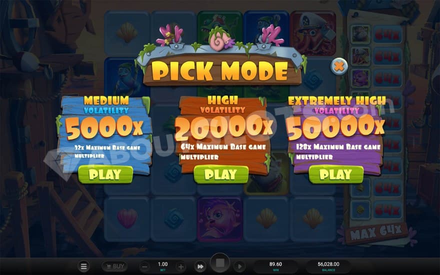 Pick mode feature where three options are presented.