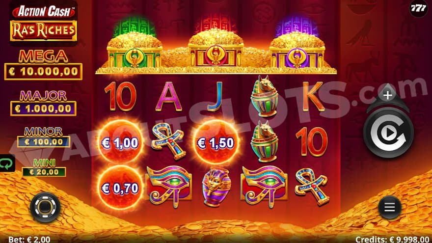 A casino slot in a room full of gold.