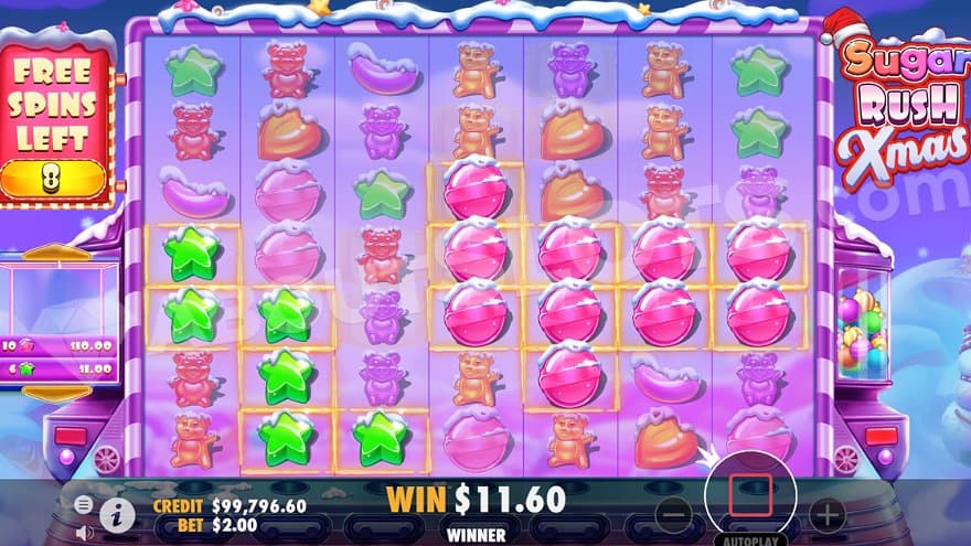 Two wins in the Free Spins feature.