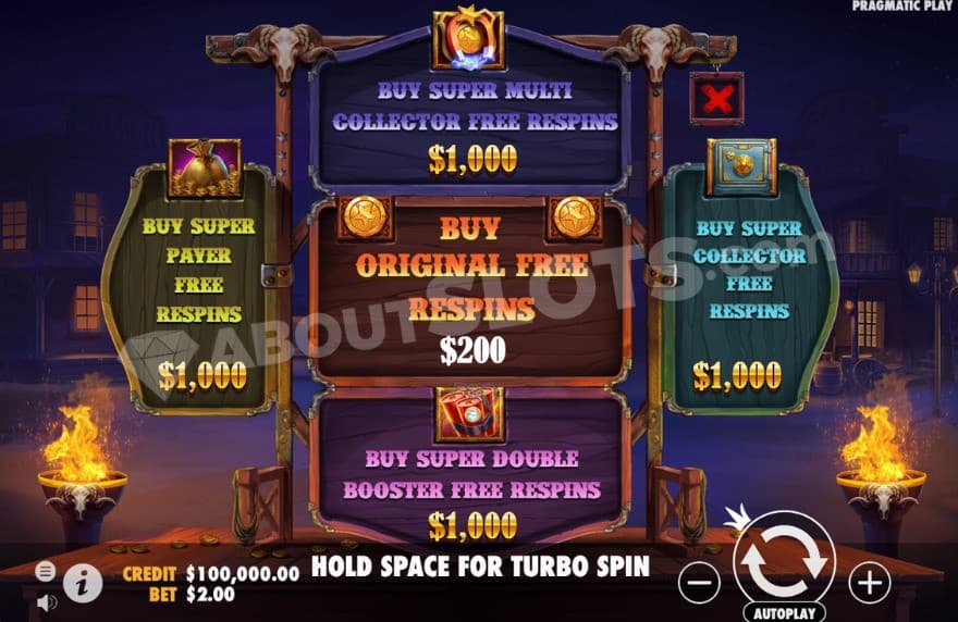 Bonus Buy feature with five different options to choose from.