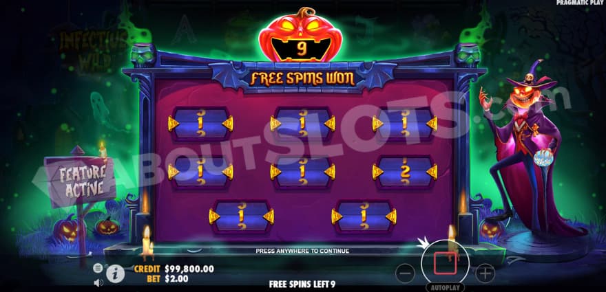 Introduction to the free spins feature, where free spins are given.