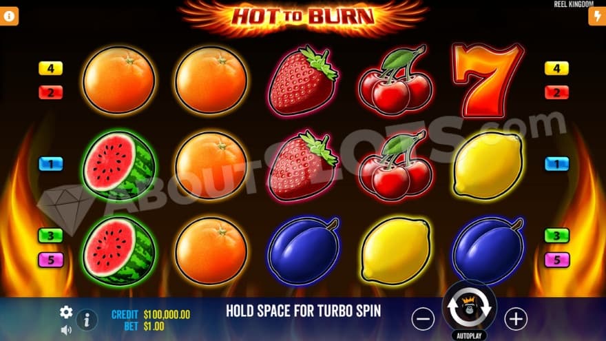 Base game with fruit symbols on the reels.