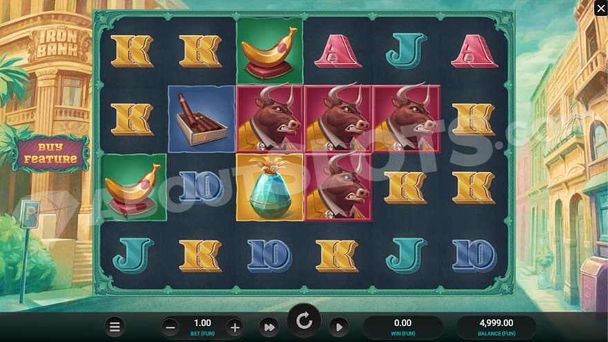 A casino slot outside a bank building. 