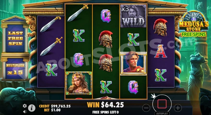 Free Spins feature with a 15X win multiplier on the left.