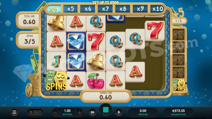 Multiplier Ladder bonus game where you can see the current multiplier above the reels.