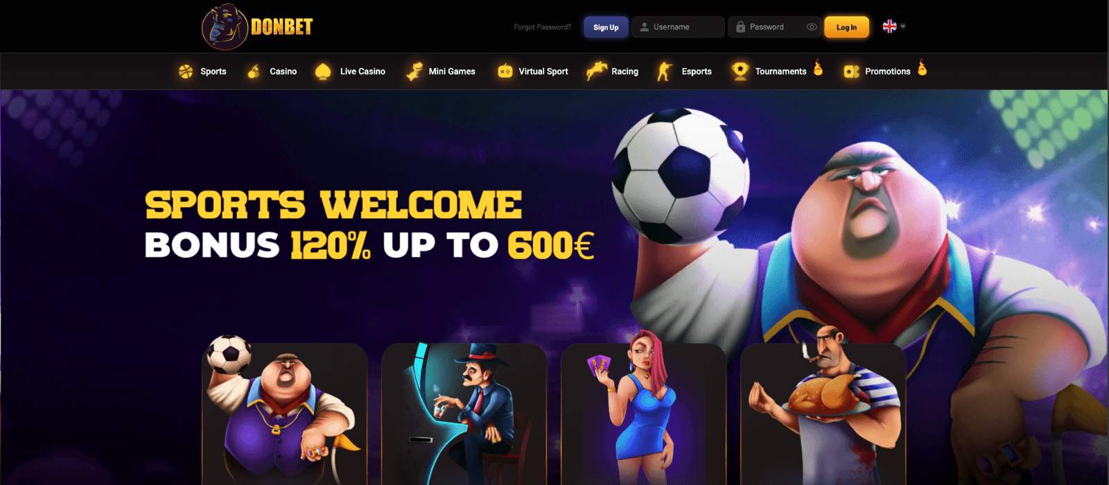 DonBet home page with welcome offer