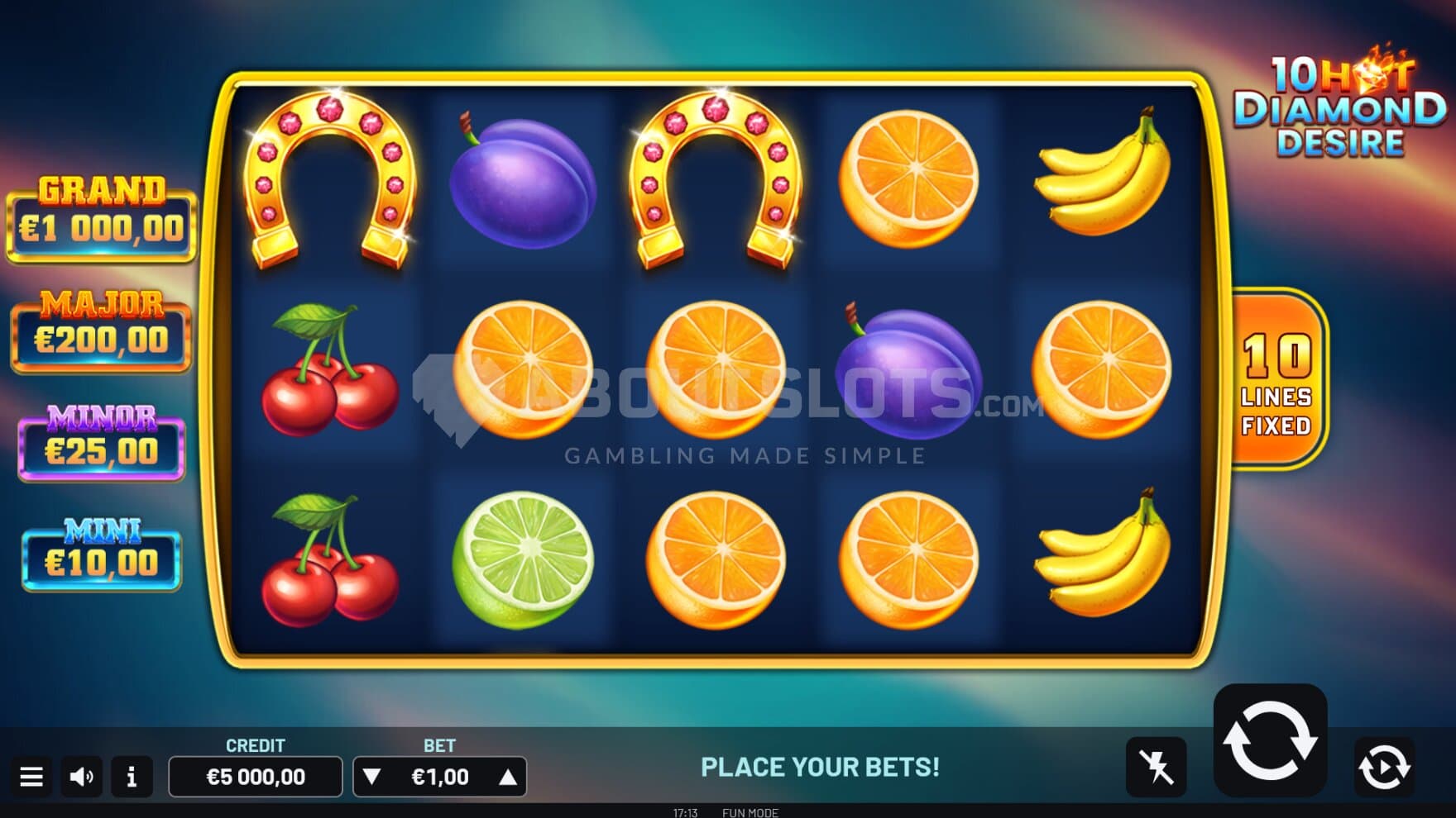 The game comes with glossy and shiny Fruit Symbols