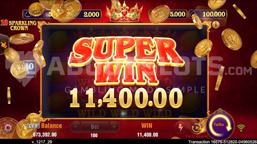 A win of 114x the bet.