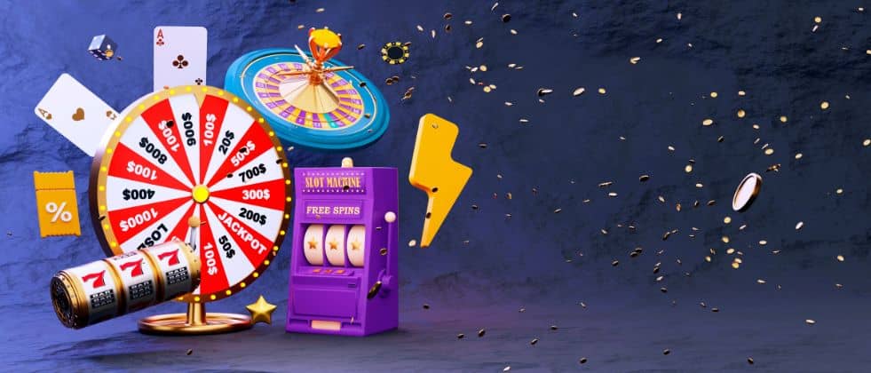 illustration of coins flying from casino games.