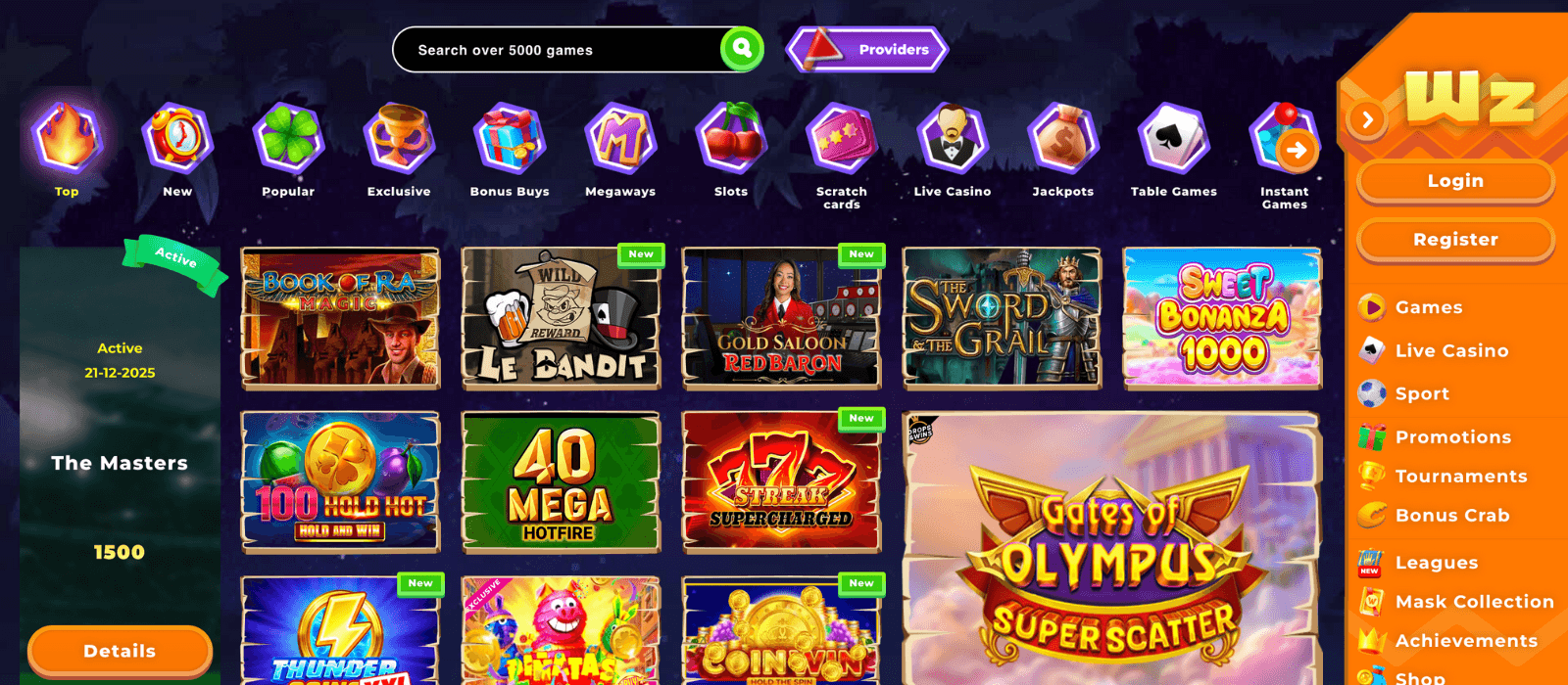 Wazamba's impressive selection of games