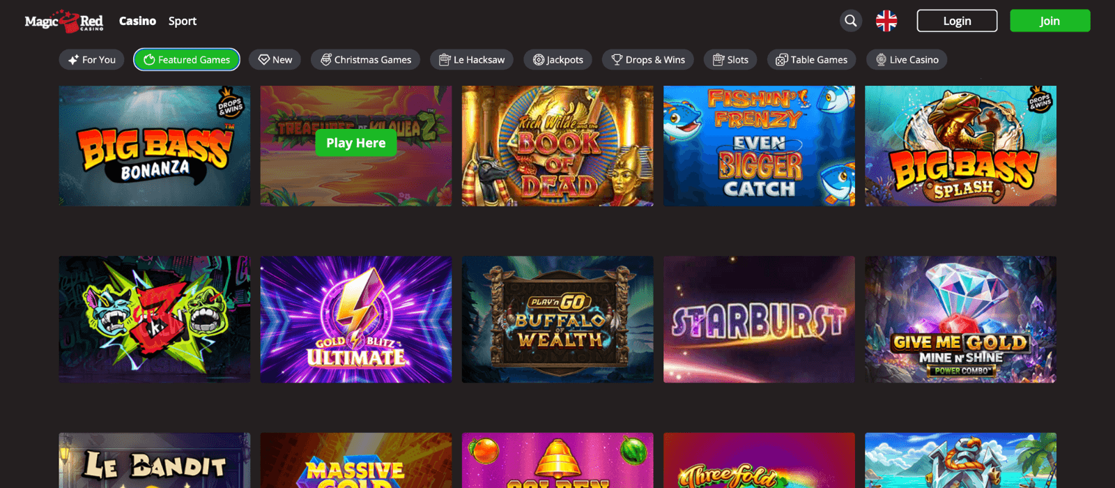 Selection of fan-favourite games on Magic Red