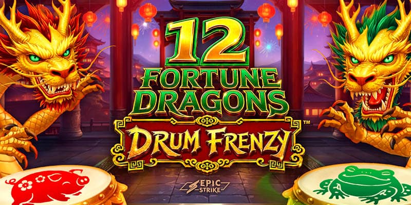 12 Fortune Dragons Drum Frenzy Banner